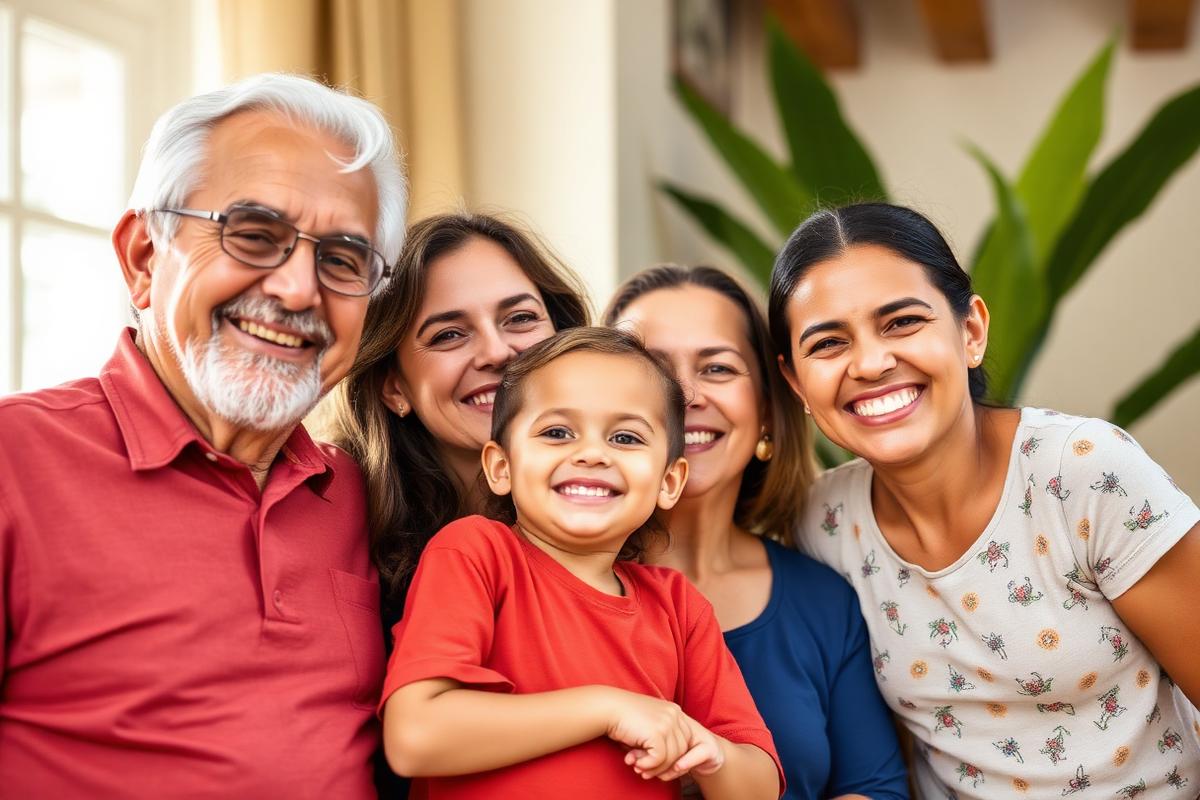 Família protegida com plano de saúde